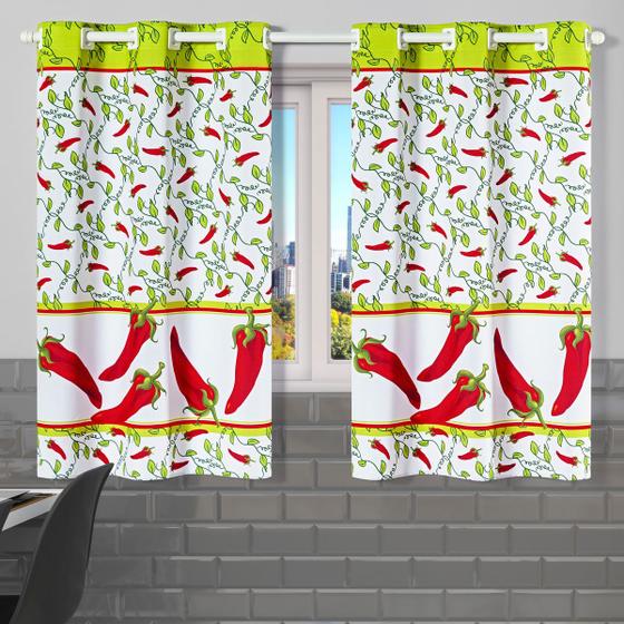 Imagem de Cortina de Cozinha 2,20m x 1,30m Oxford Estampada Decorativa para Janela Alta Resolução