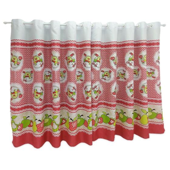 Imagem de Cortina De Cozinha 3,00x1,50m Estampada Oxford com Ilhós Para Varão 2m