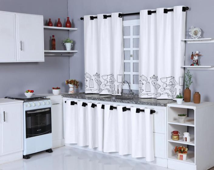 Cortina De Cozinha Para Janela E Pia Impermeável Branco Menor preço em Cortina De Cozinha Para Janela E Pia Impermeável Branco