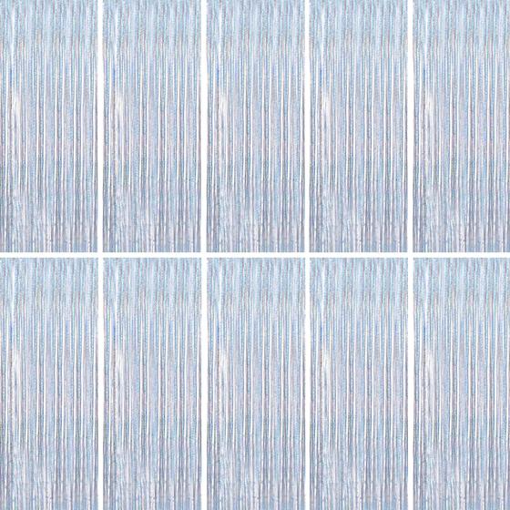 Imagem de Cortina de Franja BTSD-Home com Fita de Laser Prateada - 1x2,45m (Pacote com 10)