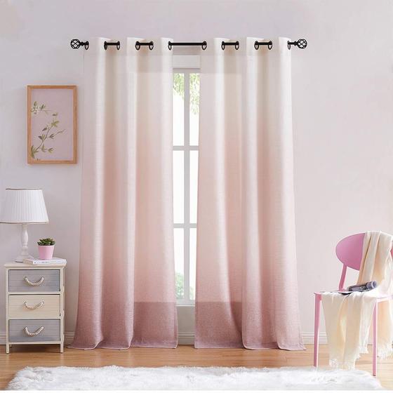 Imagem de Cortina de janela Central Park Ombre Rayon Blend Linen 2 painéis