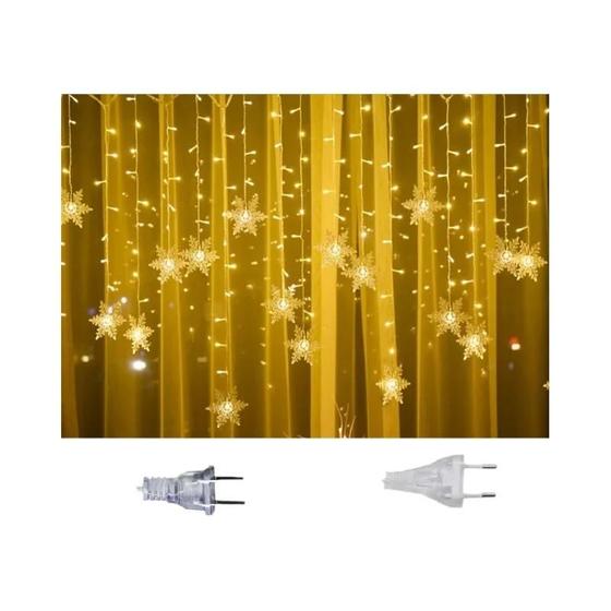 Cortina de Luzes de Natal LED à Prova D'Água 3,5M - Flocos de Neve - Para Festas e Feriados Menor preço em Cortina de Luzes de Natal LED à Prova D'Água 3,5M - Flocos de Neve - Para Festas e Feriados