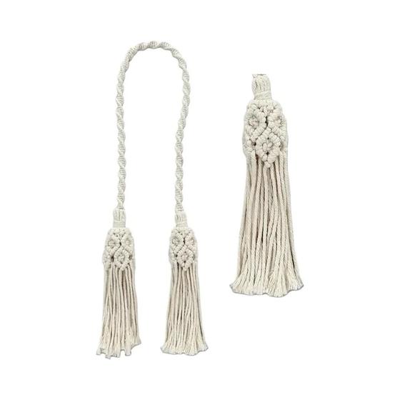 Cortinas Correderas De Macrame Boho Hojas Tejidas Cortas Cortinas