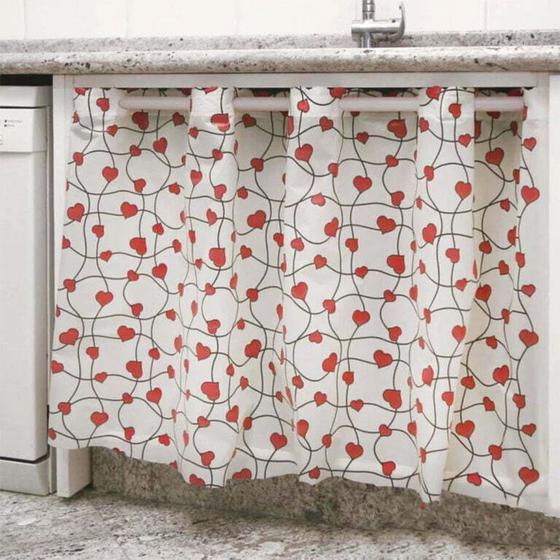 Cortina de pia para cozinha ou lavanderia 137x82 Menor preço em Cortina de pia para cozinha ou lavanderia 137x82