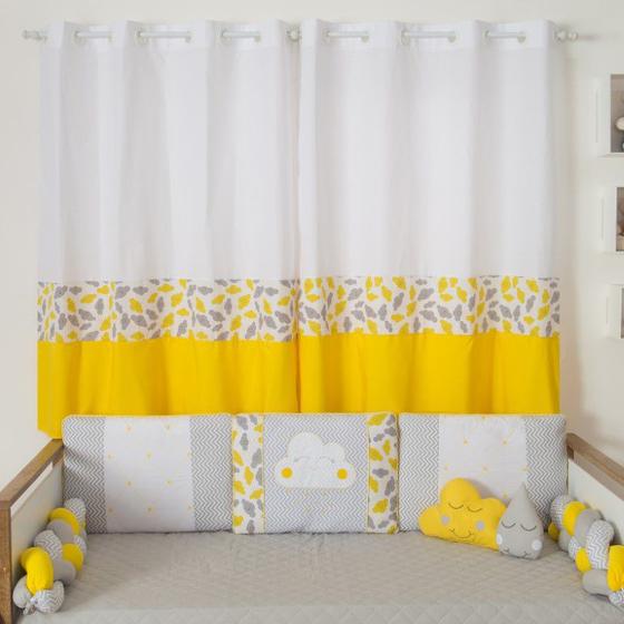 Imagem de Cortina de Quarto para Bebê e Infantil Nuvem Amarelo