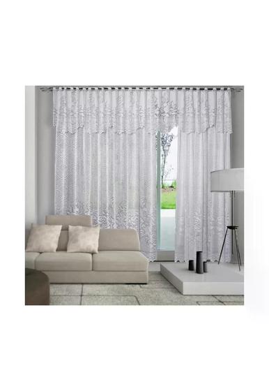 Imagem de Cortina de Renda Donna Inter 300x180 cm Roseiral com Bandô Branco