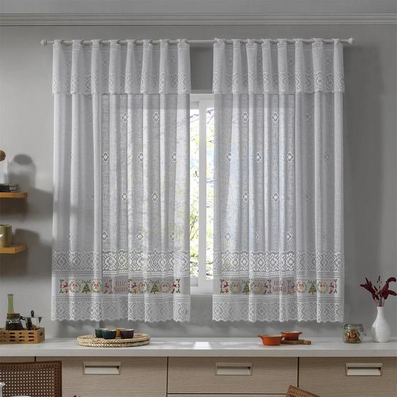 Imagem de Cortina de Renda para Cozinha com Bandô Valência Interlar 200x120x20cm Natal