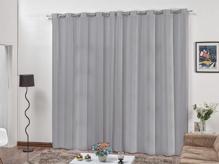 Cortina De Varão Microfibra Cinza 4,00x2,80 Sala ou Quarto Menor preço em Cortina De Varão Microfibra Cinza 4,00x2,80 Sala ou Quarto