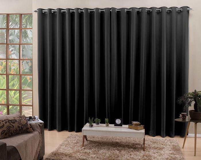 Cortina De Varão Preto 3,00x2,30 Blackout Tecido Menor preço em Cortina De Varão Preto 3,00x2,30 Blackout Tecido
