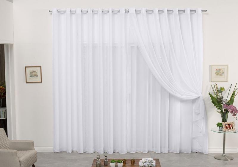 Cortina De Varão Voil Duplo Branco 3,00x2,80 Sala Ou Quarto Menor preço em Cortina De Varão Voil Duplo Branco 3,00x2,80 Sala Ou Quarto