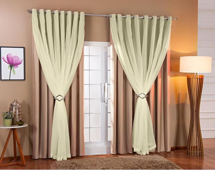 Imagem de Cortina De Voil C/ Forro Blackout Tecido 4,00x2,30 Sala E Quarto Varias Cores