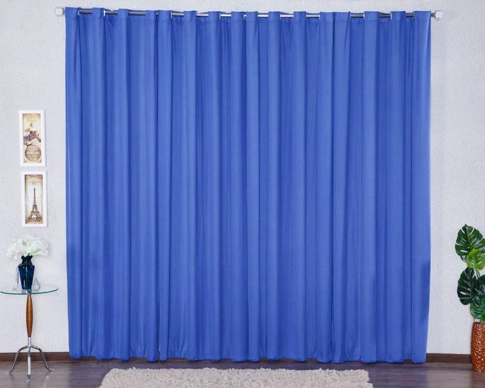 Imagem de Cortina Decorativa para Sala Quarto Escritório Malha Gel Ilhós Lisa 2,00m x 1,60m Azul Royal