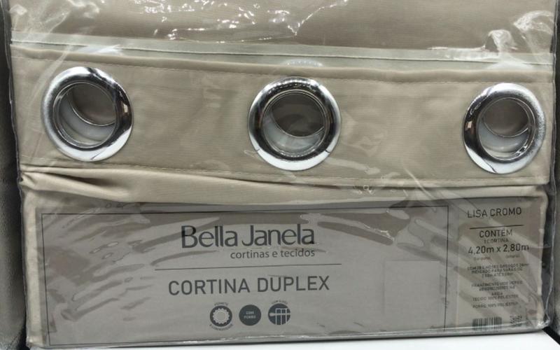 Imagem de Cortina Duplex 4,20 x 2,80 Lisa Cromo Bella Janela