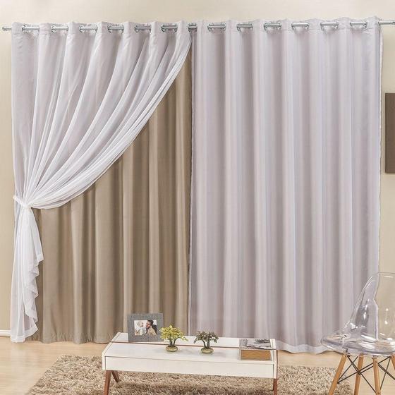 Imagem de Cortina Elegance Trilho Comum Semi Blackout 3,0x2,50M Bege