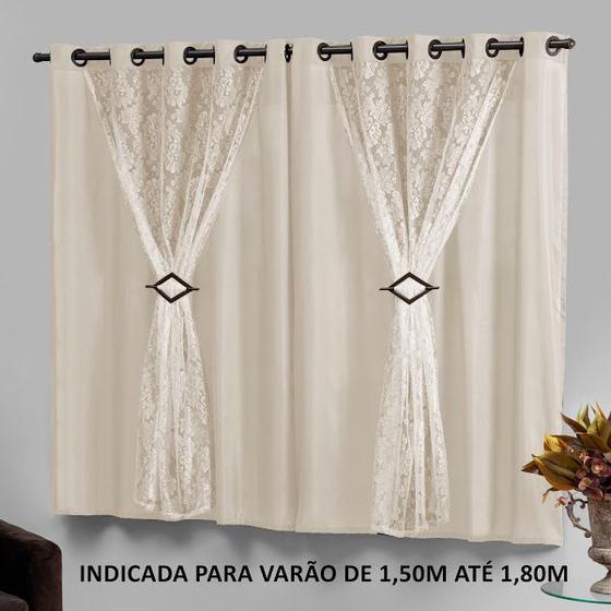 Imagem de Cortina Elegante 2,20x1,30 para Sala/Quarto Bege Marrocos