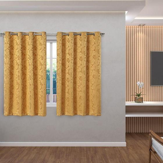 Imagem de Cortina em Jacquard 2,80m x 1,60m - Dourado - Eddi