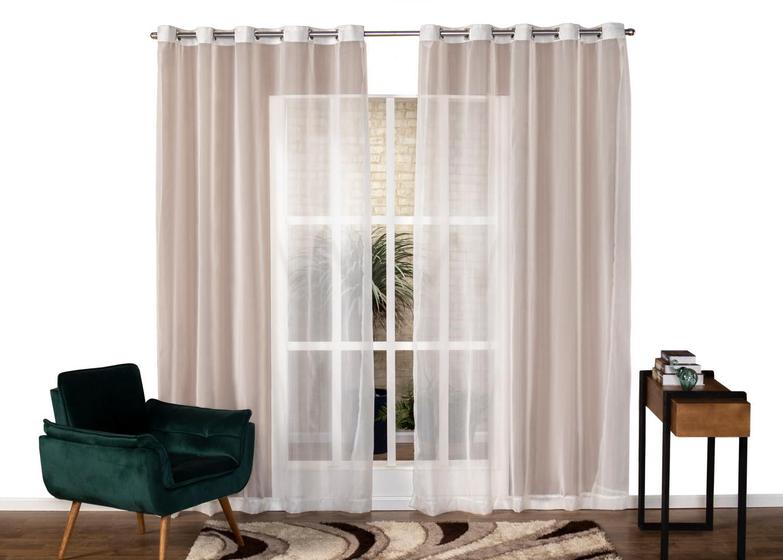Imagem de Cortina em Voil Liso Para Sala ou Quarto Para Varão Simples Branco 4,00m x 2,50m