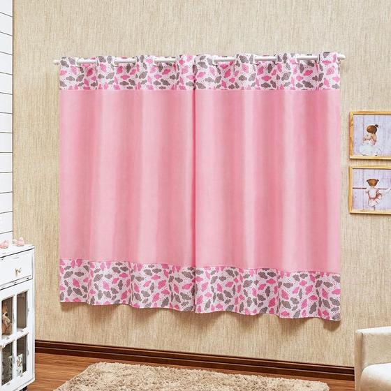 Imagem de Cortina Estampada Para Quarto Do Bebê Modelo Nuvem Rosa