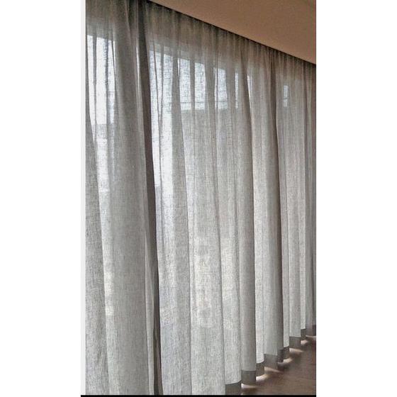 Cortina Gaze De Linho 3m X 1,80m Sem Forro Para Trilhosuiço Chrisney