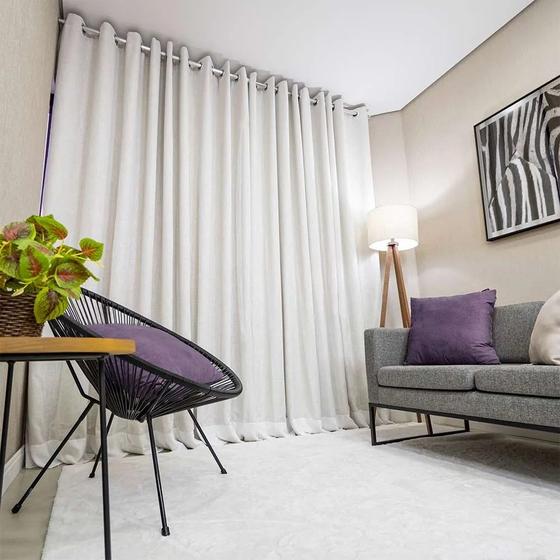 Imagem de Cortina Gaze de linho Com Forro 6,00X2,60 Para Varão / Sala/Quarto