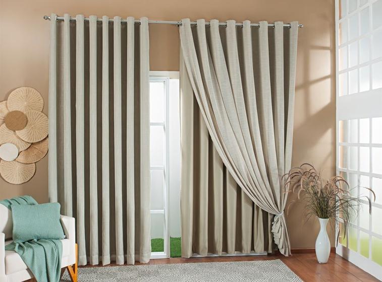Imagem de Cortina Gaze De Linho Forro Blackout 4,00x2,70 Sala E Quarto Varias Cores