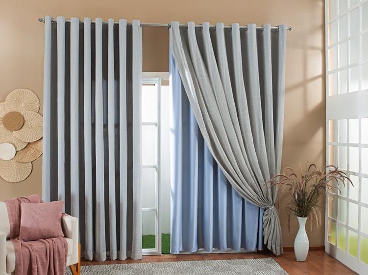 Imagem de Cortina Gaze De Linho Forro Blackout 8,00x2,60m Sala E Quarto Varias Cores