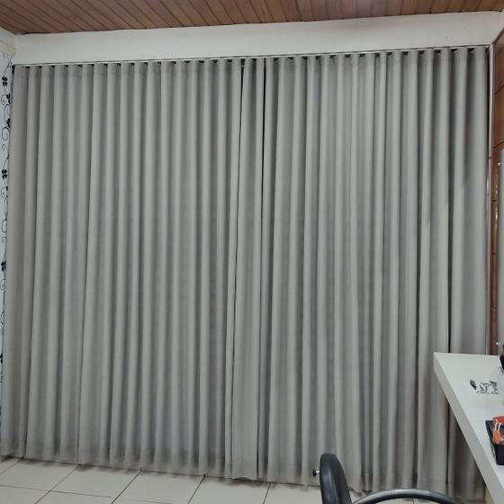 Imagem de Cortina Gaze De Linho Wave Trilho Suíço Sob Medida Linho+blecaut 4,00x2,60