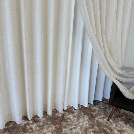 Imagem de Cortina Gaze De Voil Linho Com Forro Leve Microfibra 4,00x2,60