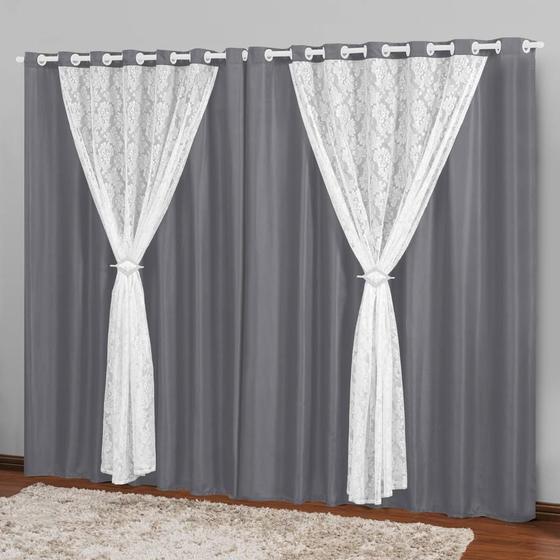 Cortina Grande Sala e Quarto 3,00X2,50 Cinza Branco Marrocos Menor preço em Cortina Grande Sala e Quarto 3,00X2,50 Cinza Branco Marrocos