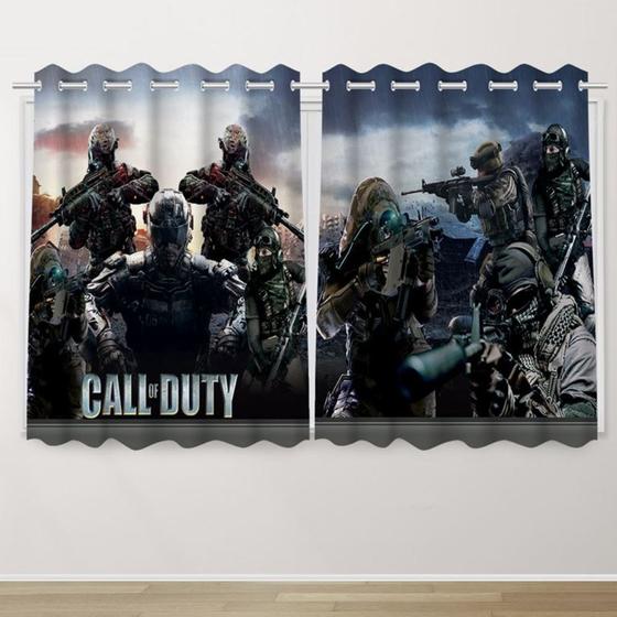 Imagem de Cortina Infantil 2,60x1,50  Call of Duty   Decoração Quarto Criança- IMPAKTO VISUAL