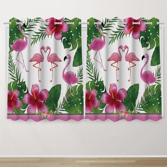 Imagem de Cortina Infantil 2,60x1,50  Flamingo 02 Decoração Quarto Criança- IMPAKTO VISUAL