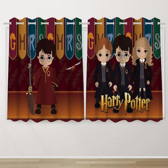 Imagem de Cortina Infantil 2,60x1,50  Harry Potter Decoração Quarto Criança- IMPAKTO VISUAL