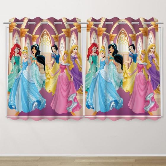 Imagem de Cortina Infantil 2,60x1,50   Princesas Decoração Quarto Criança- IMPAKTO VISUAL