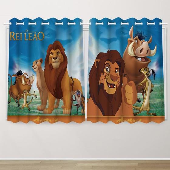 Imagem de Cortina Infantil 2,60x1,50   Rei leão 02 Decoração Quarto Criança- IMPAKTO VISUAL