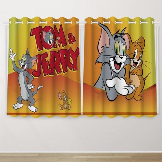 Imagem de Cortina Infantil 2,60x1,50   Tom e Jerry Decoração Quarto Criança- IMPAKTO VISUAL