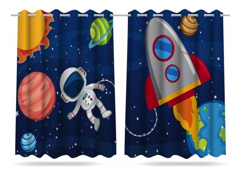 Imagem de Cortina Infantil Astronauta Foguete Menino 2,60x1,50 Mod2