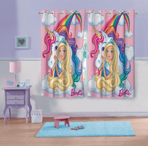 Imagem de Cortina Infantil - Barbie Reinos Mágicos do Arco Íris - 3,00m x 1,80m - P/ Varão - Lepper