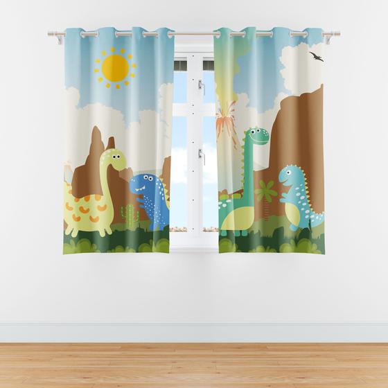 Imagem de Cortina Infantil Dinossauro Baby para Quarto 2,20m x 1,40m