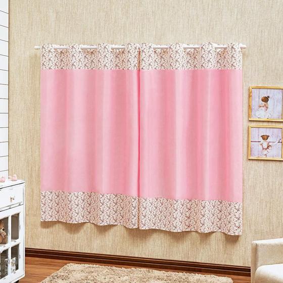 Imagem de Cortina Infantil Estampada 2M X 1,70M Doce Bebê Rosa Menina