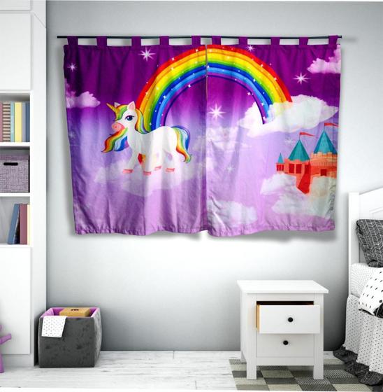 Imagem de Cortina Infantil Para Quarto Bebê Unicórnio 2.20 M X 1.60 M