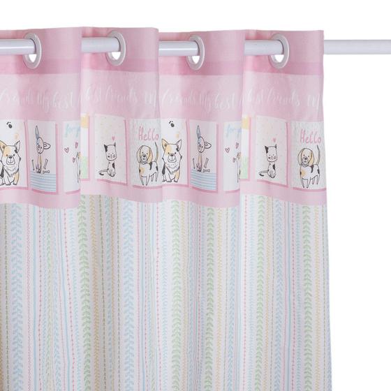 Imagem de Cortina Infantil Rosa Estampa Menina Friends 2,00 x 1,80 Santista