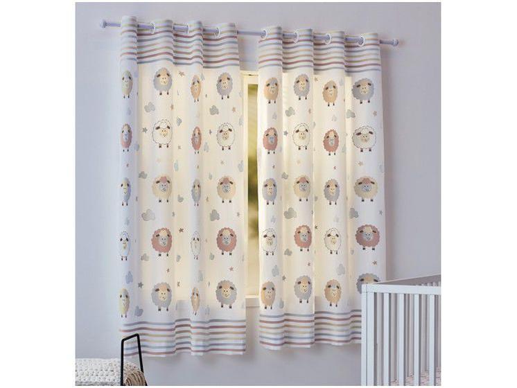 Cortina Infantil Santista Carneiros Londres Pompom Menor preço em Cortina Infantil Santista Carneiros Londres Pompom