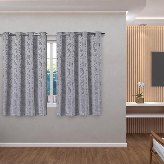 Imagem de Cortina Jacquard 2,70M X 1,60M Sala Quarto Cinza