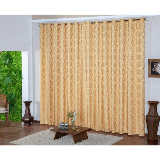 Imagem de Cortina Jacquard 2,80 x 1,80  Para Sala e Quarto Dourado