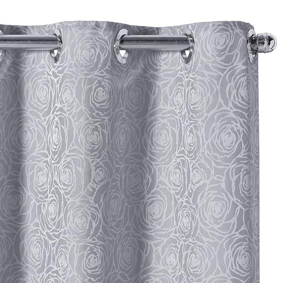 Cortina Jacquard Atenas Flowers 4,00 m x 2,70 m Cinza Menor preço em Cortina Jacquard Atenas Flowers 4,00 m x 2,70 m Cinza