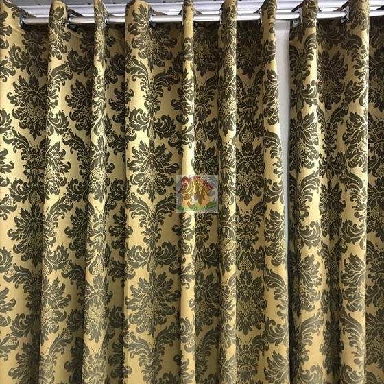 Imagem de Cortina Jacquard Blackout Dourada c/ Preto 5,60m X 2,70m