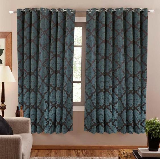 Imagem de Cortina Jacquard Semi Blackout 2,80M X 1,80M Altura - Azul