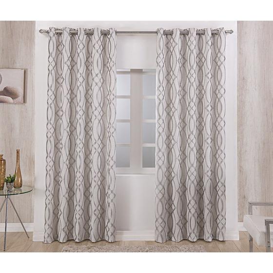 Imagem de Cortina Jacquard Timbu - 4,00m x 2,50m - Prata - P/ Varão - Niazitex