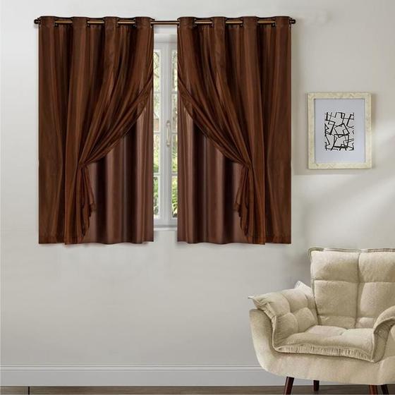 Cortina Janela Blackout Luz Voil Tecido 2,80 x 1,60 Vara PVC - Brenda ...