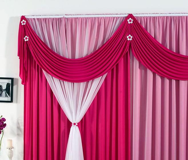 Imagem de Cortina Jessica 3,00m X 2,80m Para Meninas Com Flor Pink